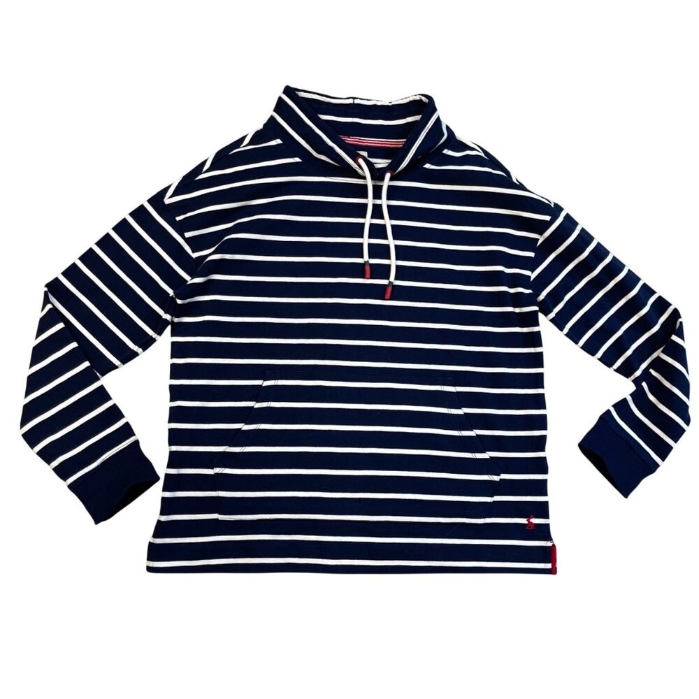 Joules Harlton Funnel Neck‎ Sweatshirt Women's Size 6 Navy Striped 100% Cotton